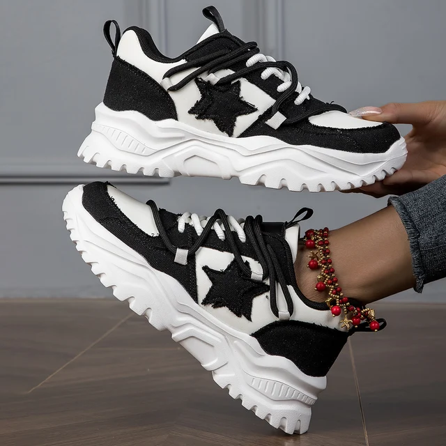 Autumn Women Casual Sneakers Denim Platform Trainers Running Sport Tennis Shoes Female Outdoor Walking Sneakers Plus Size 35-45 1