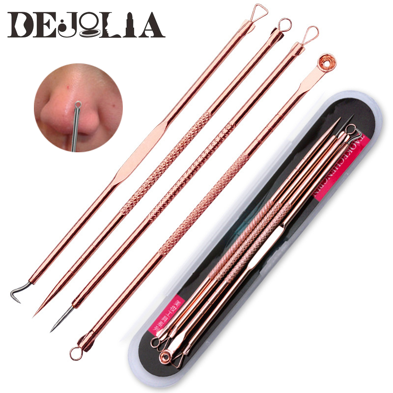 4pcs/set Professional Blackhead Remover Black Spot Pimple Blemish Beauty Women Skin Care Facial Cleaning Pimple Remover Tool Kit 1