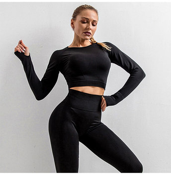 2/5/PCS Seamless Women Yoga Set Workout Sportswear Gym Clothing Fitness Long Sleeve Crop Top High Waist Leggings Sports Suits 17