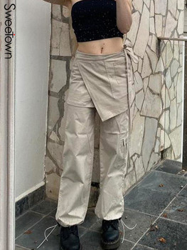 Low Waist Skirt Cargo Pants Pockets Design Streetwear Joggers 1