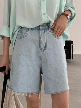 Genayooa Streetwear Biker Shorts Women Korean Style 2022 Summer Cotton Denim Shorts Jeans High Waist Cool Short Feminino Chic 2
