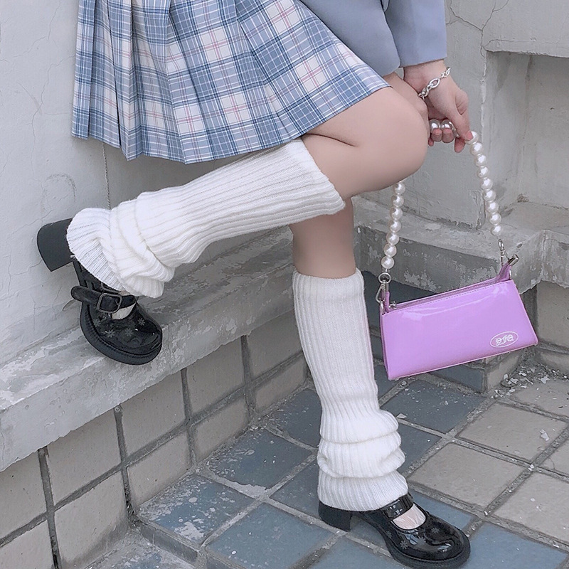 Women's Lolita Socks Leg Warmers Ball Knitted Long Knee Foot Cover Pile Pile Socks Ladies Girls Autumn Winter Leg Warmer Socks 1