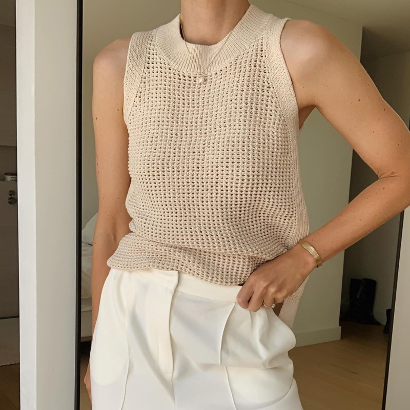 Summer T Shirt Women T-Shirt Woman Clothes Female Tops Sleeveless Tank Women's Tube Top Knit Canale Sexy Y2k Cropped Hollow Out 1