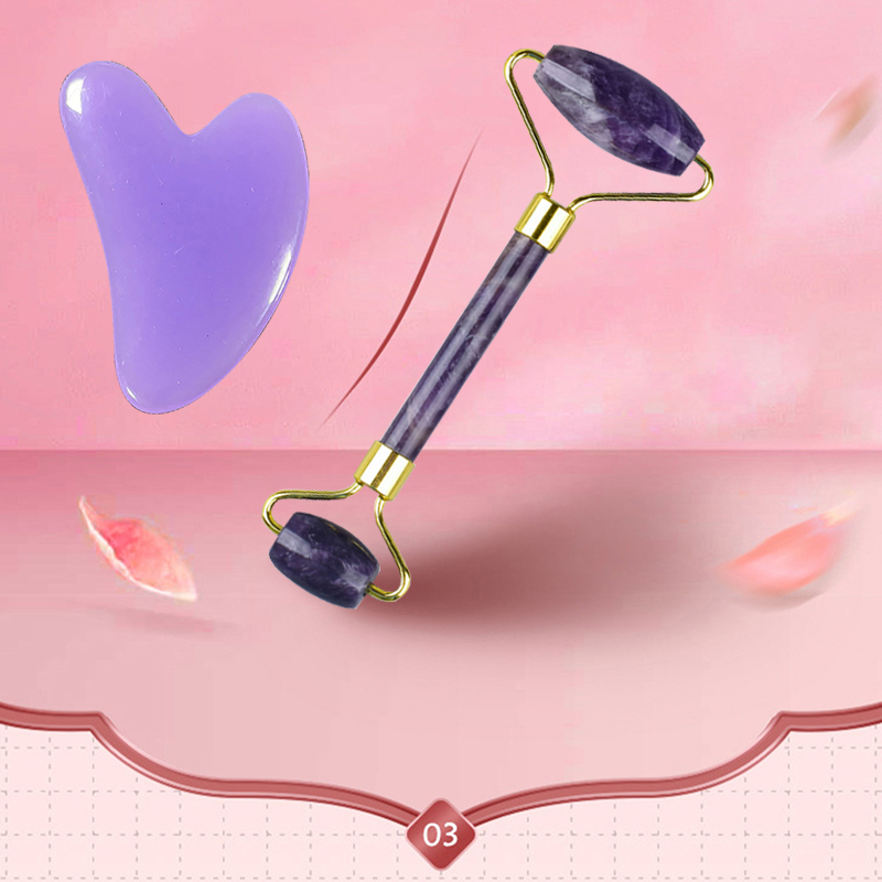 Pink Roller Massager Resin Guasha Scraping Board Facial Skin Care guasha massage for face Scraper SPA Massager Acupuncture Tools 1