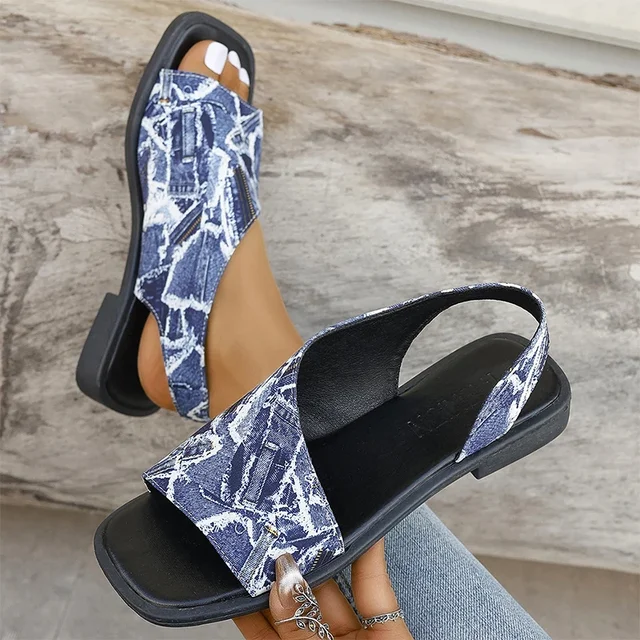 Cowboy Flats Women Sandals Summer Open Toe Shoes Fashion New Beach Slippers 2024 Casual Flip Flops Brand Slides Mujer Zapatillas 1
