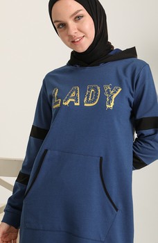 Tracksuit Suit Slit Women's Hooded Kangaroo Pocket Set Fashion  Muslim Hijab Clothing  Turkey Istanbul Islam Dubai Casual Sports 6