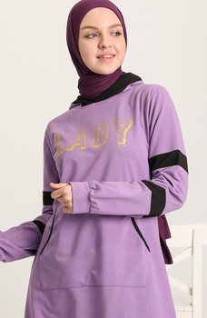 Tracksuit Suit Slit Women's Hooded Kangaroo Pocket Set Fashion  Muslim Hijab Clothing  Turkey Istanbul Islam Dubai Casual Sports 5