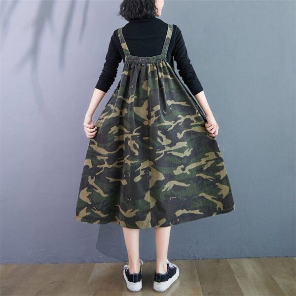 Harajuku 2020 Streetwear Fall New Loose Denim Suspender Dress Women's Plus Size Retro Camouflage Clothes Lady Shirt Elbise y513 4
