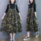Harajuku 2020 Streetwear Fall New Loose Denim Suspender Dress Women's Plus Size Retro Camouflage Clothes Lady Shirt Elbise y513 1