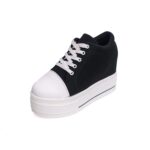 Canvas for Women Shoes Wedge Platform Black White Sneakers Heels 10CM Ladies Denim Shoes Wedge Sneaker High Platform Woman 5