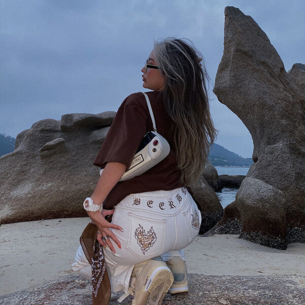 Jeans Women New Summer 2021 Korean High Waist Street Embroidery Street Wide Leg Pants Trend jeans for women  high waisted jeans 5