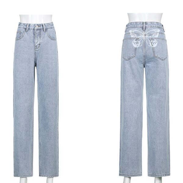 Hip Butterfly Print Harajuku Fashion y2k Jeans Women Streetwear Casual Baggy Straight High Waist Mom Denim Oversize 90s Iamhotty 6