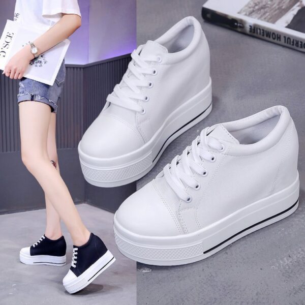 Canvas for Women Shoes Wedge Platform Black White Sneakers Heels 10CM Ladies Denim Shoes Wedge Sneaker High Platform Woman 1
