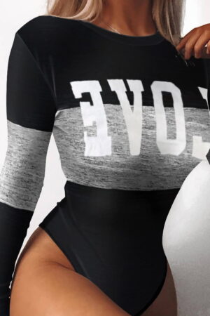 Long Sleeve Skinny Sexy Round Neck Casual Bodysuit 1