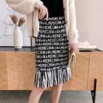 Stretch waist tight letters handmade tassel knitted skirts type1