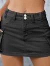 Korean High Wiast Denim Mini Skirt Women Sexy Hot Girl Tight Bag Hip Skirts Female Slim Work Short Skirts With Pockets Female 1