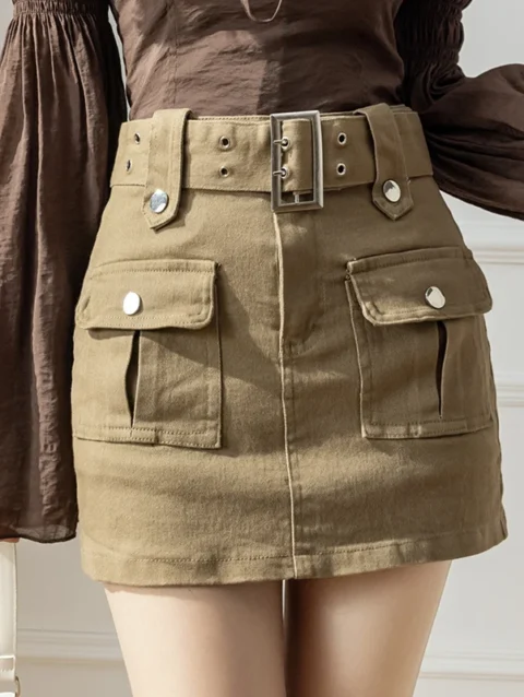 Women Summer Cargo Skirt High Waist Korean Version Y2k Fashion Casual Denim Skirts Style Pants Vintage A-line Women's Clothing F 8