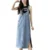 Women'S Denim Fabric Casual Fashionable Solid Color Loose Pocket Strap Skirt High Quality Slit Dress Strap Skirt فساتين السهرة 1