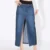 Modphy 2024 Women Fashion Front Slit Patchwork Blue Denim Skirt High Waist Slim Zipper Midi Skirts Female Casual Vintage Skirts 2