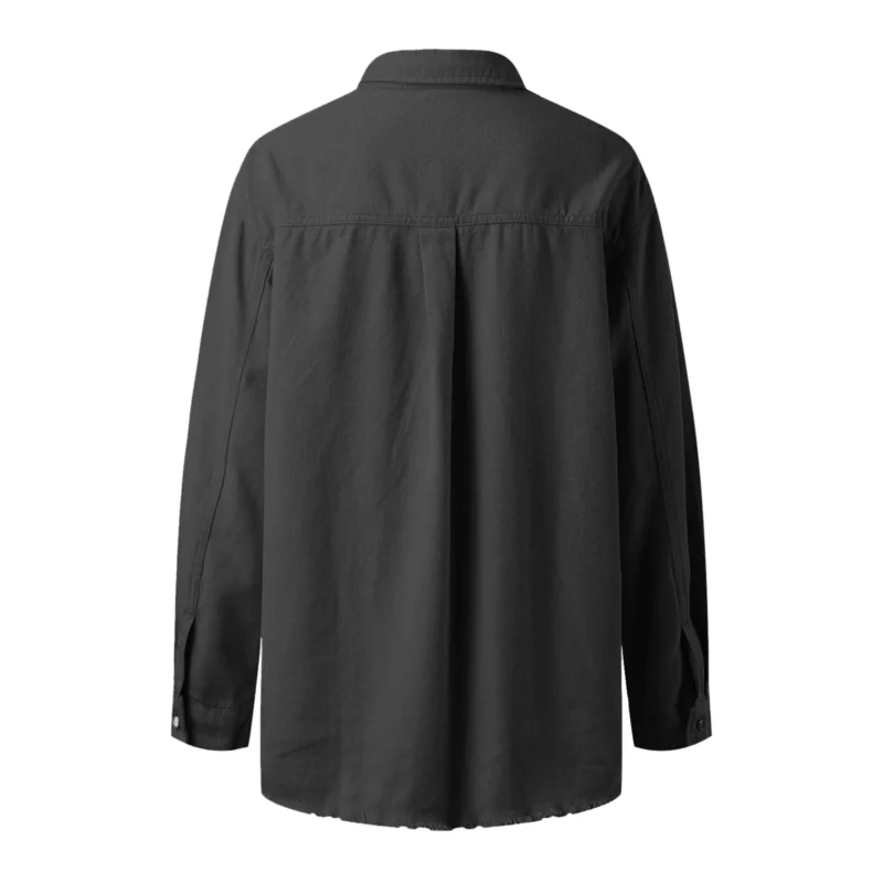 Vintage Denim Jacket for Women Autumn Long Sleeve Tassel Jean Jacket Coats Casual Single Breasted Loose Shirt Jacket Chaquetas 5