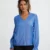 New Womens Notched V Neck T-Shirts Fashion Long Sleeve Solid Color Loose Frill Tops Spring Summer Shirts Skin Friendly Hot Sale 1