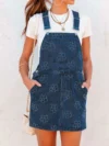 Women'S Dress Women'S Casual Denim Dress Overall Pinafore Mini Dress Spaghetti Strap Pocket Sleeveless Skirt Vestidos Para Mujer 1