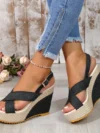 Ankle Buckle wedges Sandals Women Fashion Blue Denim Platform Open Toe sandals Women Casual Thick Sole Gladiator Sandalias Mujer 7