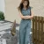 Retro Women Blue Sleeveless Pocket Design Straight Denim Dress 2024 Summer Elegant Party Jean Long Dresses Female Simple Korean 1