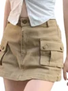 Vintage Denim Cargo Skirts Women Chic High Street High WaisAll-match Summer Hotsweet Ins Pockets Mini A-line Faldas Sexy College 1