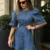 Bclout Summer Blue Denim Dress Women 2023 Fashion O-Neck Short Sleeve Hollow Out Sexy Dresses Elegant Ruched Party Mini Dresses 1