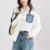 Fashionable denim patchwork white shirt for women's 2024 spring clothing new niche pure cotton top 2