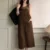 Women Coffee Denim Suspender Dress Plus Sized Loose Mid Length Slit Overall Vestidos Casual Solid Color Female Strap Dress 1