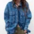 Blue Loose Denim Shirt Design With Patch Pockets Embellished With Vintage Washed Casual Lapel Short Jacket 1