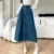 New Women Spring Summer Long Denim Skirt Fashion Stretch High Waist A-Line Loose Skirt Casual Basic Mid-Calf Blue Skirt 1