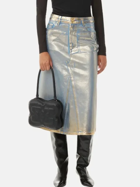 Fashion Design Blue Denim Skirts For Women 2024 New Streetwear Casual High Waist Pocket Long Faldas Summer Vintage Midi Skirt 1