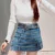 LUXE&ENVY 2024 spring/summer new design sense splicing denim short skirt blue versatile temperament half skirt A-line skirt 4