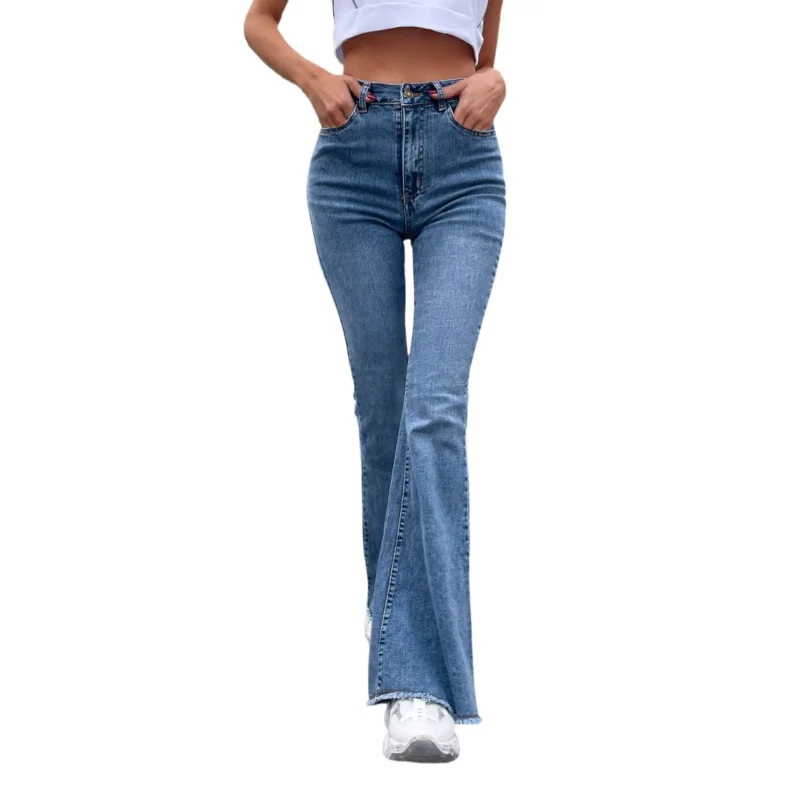 High Waist Slim Stretchy Flared Jeans 9