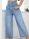 Double Waist Casual Loose Wide Cropped jeans 1