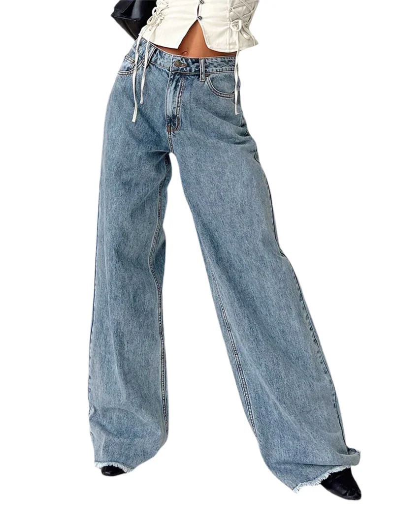 Wide Leg Loose High Waisted women Baggy Jeans 1
