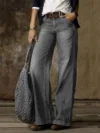 Mid-rise Straight Wide Leg Jeans Women's Vintage Style 1