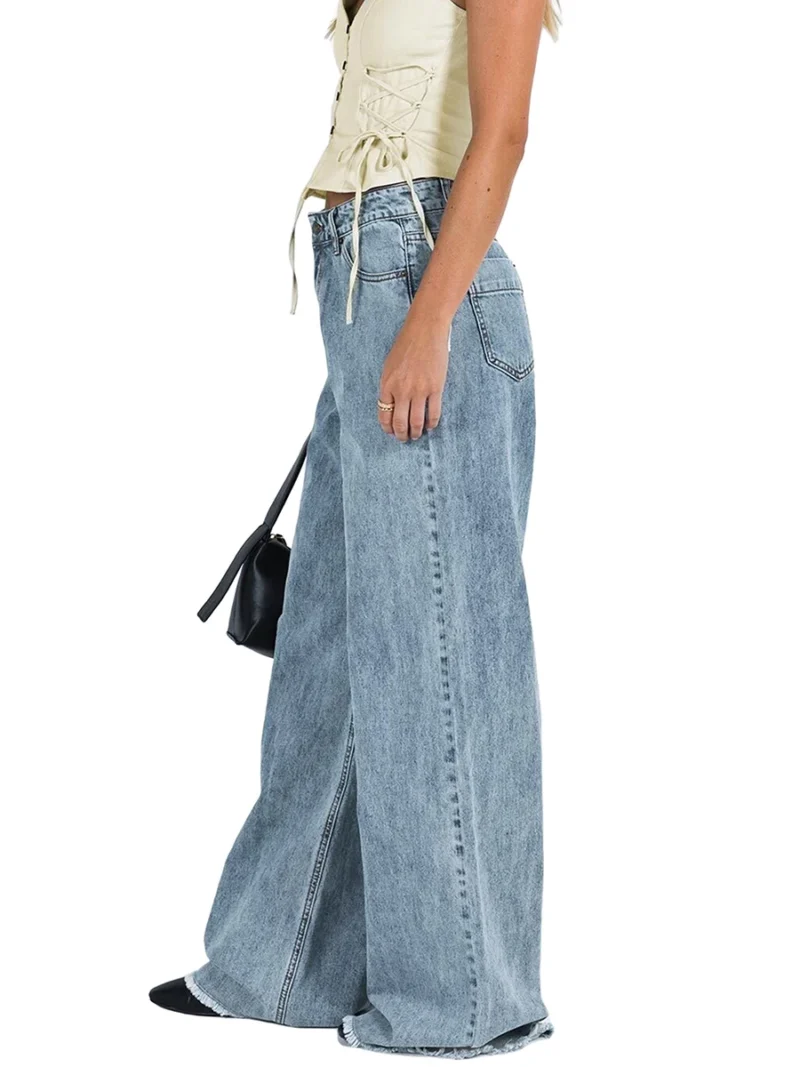 Wide Leg Loose High Waisted women Baggy Jeans 4