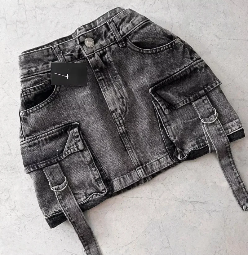 Retro Denim Low Waist Mini Skirt - Sexy Slim Fit Hip 1