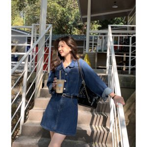 Women's Waist Waist Retro Denim Dress