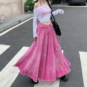 Peach Washed Denim Dopamine Dress